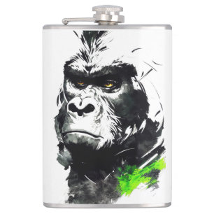 Gorilla Ape Wild Nature Free Spirit Art Malerei Flachmann