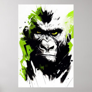 Gorilla Ape Wild Nature Free Spirit Art Malerei Poster