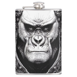 Gorilla Ape Wild Nature Illustration Line Epische Flachmann