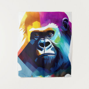 Gorilla Ape Wild Nature Tierfarben Malerei Wandteppich