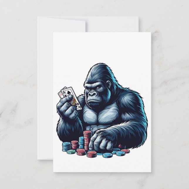 Gorilla Apples Spielkarten Poker Spielkasino Dankeskarte (Vorderseite)