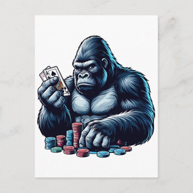 Gorilla Apples Spielkarten Poker Spielkasino Postkarte (Vorderseite)