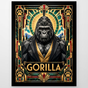 Gorilla, Art Deco Wildtiere Postkarte