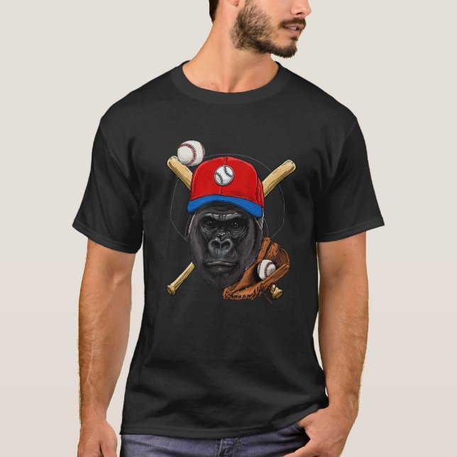 Gorilla Baseball Gorilla Lovers Baseball Player T-Shirt (Vorderseite)