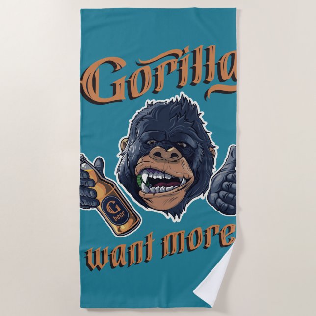 Gorilla Beer Beach Handtuch (Vorderseite)