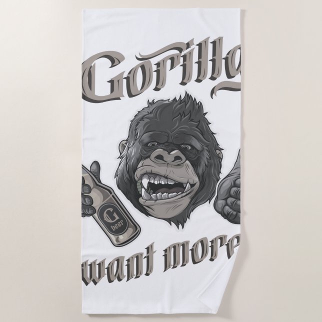 Gorilla Beer White Beach Handtuch (Vorderseite)