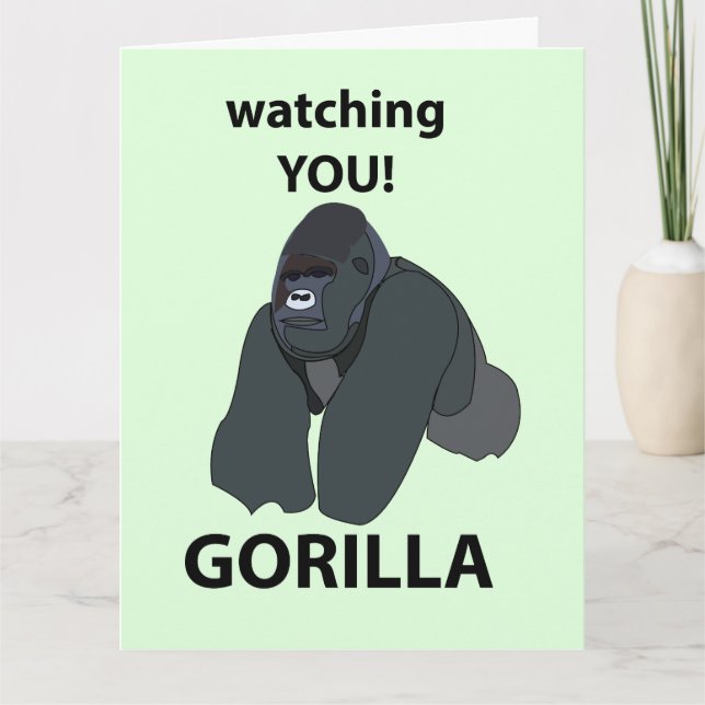 Gorilla beobachtet euch den Funny Gorilla Karte (Vorderseite)