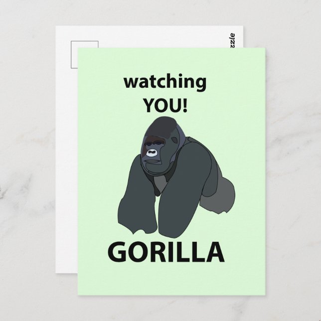 Gorilla beobachtet euch den Funny Gorilla Postkarte (Vorne/Hinten)