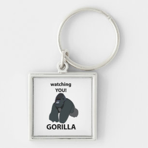 Gorilla beobachtet euch den Funny Gorilla Schlüsselanhänger