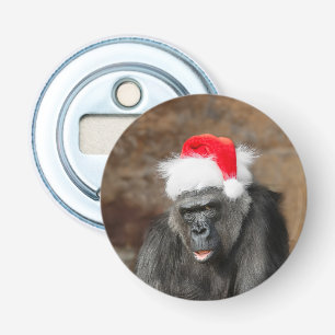 Gorilla Biddy in einem Weihnachtshut Flaschenöffner