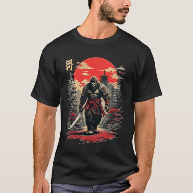 Gorilla Bigfoot Fierce Samurai Warrior T-Shirt (Vorderseite)