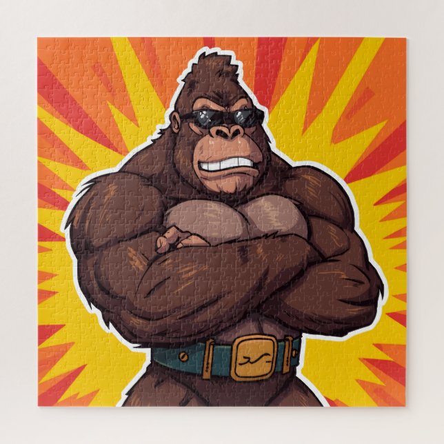Gorilla Bodybuilder Gewichtheber Pop Art Cartoon (Vertikal)