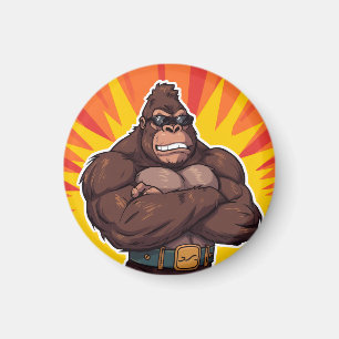 Gorilla Bodybuilder Gewichtheber Pop Art Cartoon Magnet