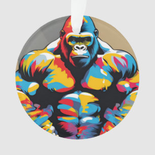 Gorilla Bodybuilder Poids Lifter Pop Art Cartoon