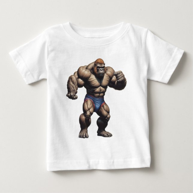 Gorilla Bodybuilder Pop Art Cartoon Drawing Baby T-shirt (Vorderseite)