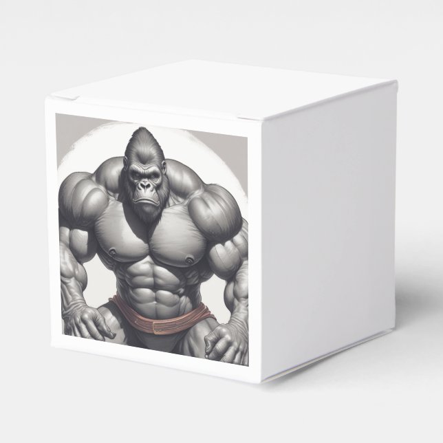 Gorilla Bodybuilder Pop Art Cartoon Zeichnend Geschenkschachtel (Vorderseite)