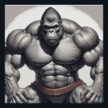 Gorilla Bodybuilder Pop Art Cartoon Zeichnend Poster<br><div class="desc">Digital Computer Animal Art - Uni Pop Kunst - Wilde Tiercomputer Bilder</div>