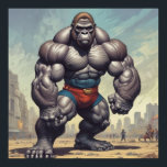 Gorilla Bodybuilder Pop Art Cartoon Zeichnend Poster<br><div class="desc">Digital Computer Animal Art - Uni Pop Kunst - Wilde Tiercomputer Bilder</div>