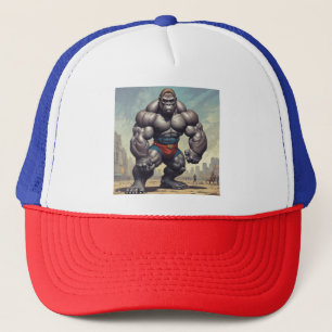 Gorilla Bodybuilder Pop Art Cartoon Zeichnend Truckerkappe