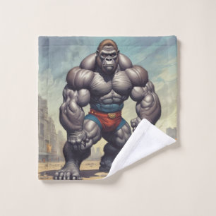 Gorilla Bodybuilder Pop Art Cartoon Zeichnend Waschlappen