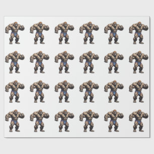Gorilla Bodybuilder Pop Art Cartoonzeichnung Geschenkpapier