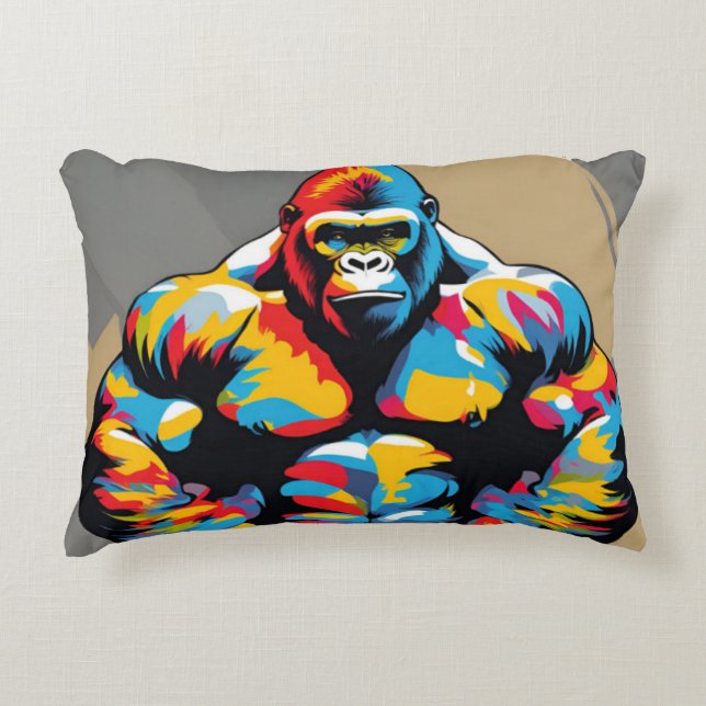 Gorilla Bodybuilder Pop Hebebühnen Cartoon Dekokissen (Vorderseite)