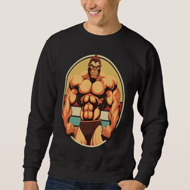 Gorilla Bodybuilding Gym Monkey Gorillas Weightlif Sweatshirt (Vorderseite)