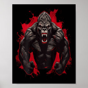 Gorilla Bodybuilding Workout Backprint Gym Poster