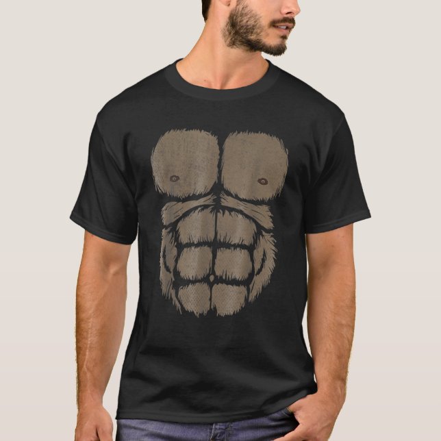 Gorilla Brustmuskel Bauch Affen Ape DIY Kostüm T-Shirt (Vorderseite)