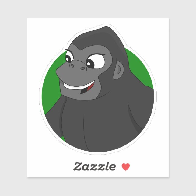 Gorilla Cartoon Aufkleber aus Vinyl (Blatt)