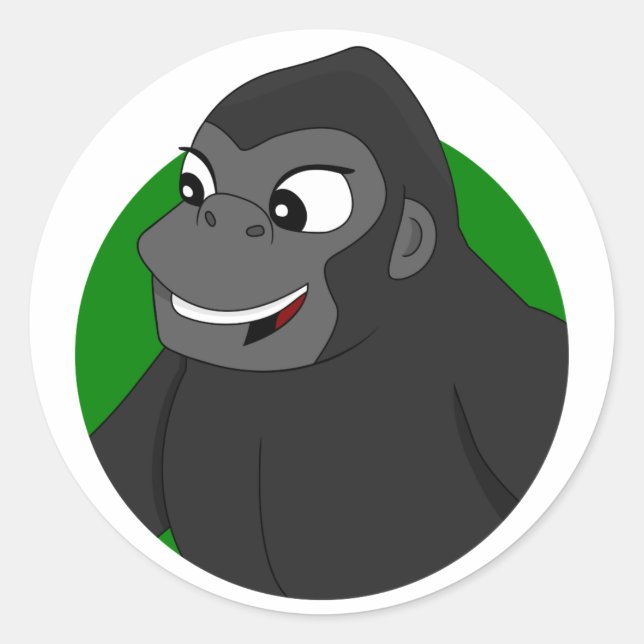 Gorilla Cartoon Classic Round Aufkleber (Vorderseite)