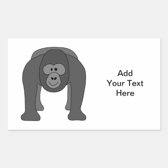 Gorilla Cartoon Rechteckiger Aufkleber (Vorderseite)
