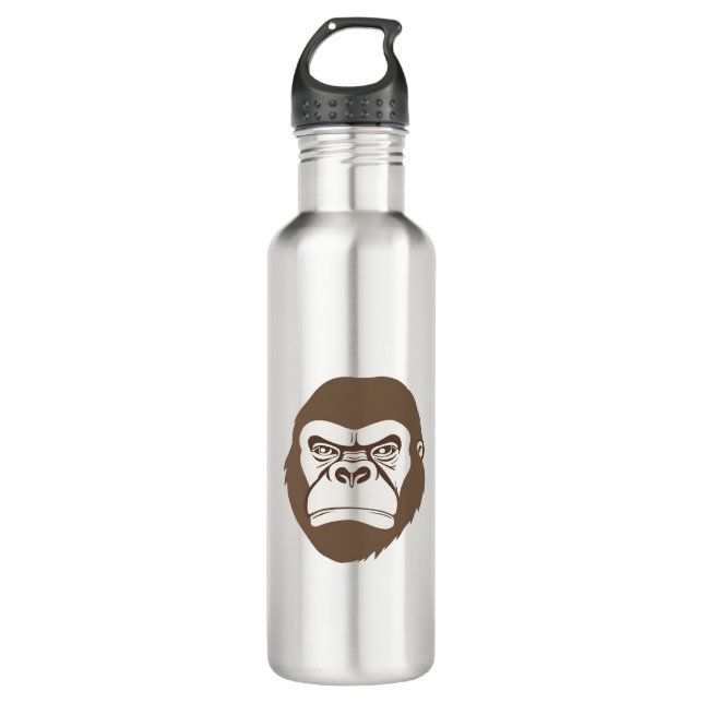 Gorilla Cartoon Zeichnend Edelstahlflasche (Vorderseite)
