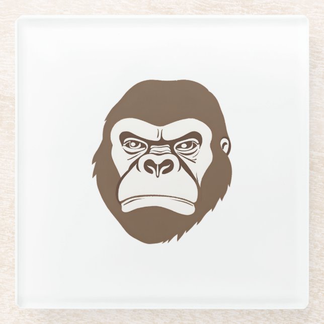 Gorilla Cartoon Zeichnend Glasuntersetzer (Vorderseite)