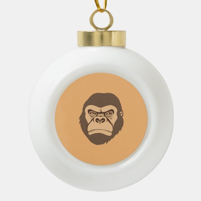 Gorilla Cartoon Zeichnend Keramik Kugel-Ornament (Vorderseite)