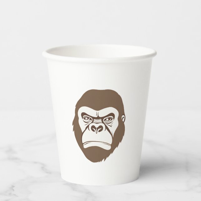 Gorilla Cartoon Zeichnend Pappbecher (Vorderseite)