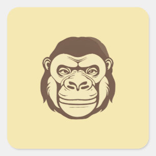 Gorilla Cartoon Zeichnend Quadratischer Aufkleber