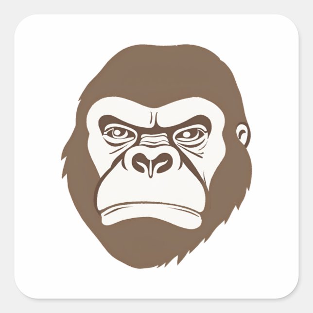 Gorilla Cartoon Zeichnend Quadratischer Aufkleber (Vorderseite)
