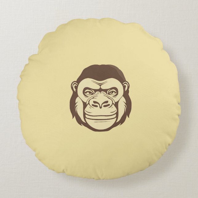 Gorilla Cartoon Zeichnend Rundes Kissen (Vorderseite)