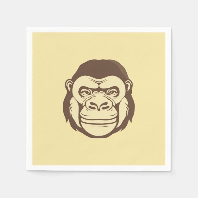 Gorilla Cartoon Zeichnend Serviette (Vorderseite)