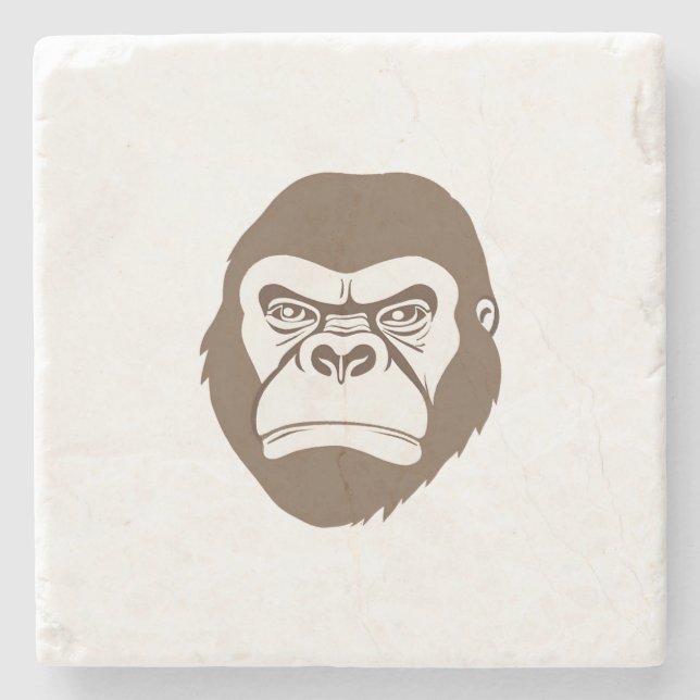Gorilla Cartoon Zeichnend Steinuntersetzer (Vorderseite)