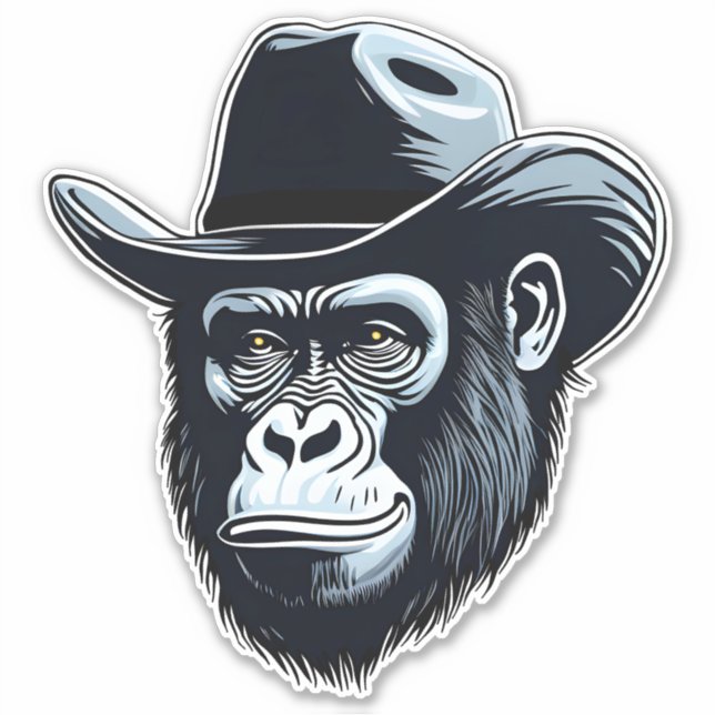 Gorilla Cowboy Aufkleber (Vorderseite)