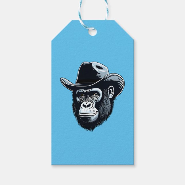 Gorilla Cowboy Geschenkanhänger (Vorderseite)