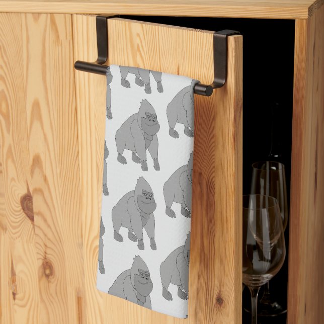 Gorilla-Design mit beliebigem Hintergrundfarbe Geschirrtuch (Drittel gefaltet)