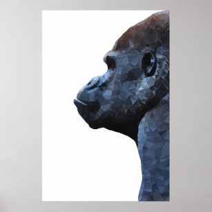 Gorilla drucken. Modernes abstraktes Tier. Polygon Poster