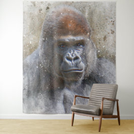 Gorilla Face Jungle Animal Water Wandteppich