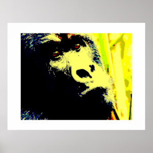 Gorilla Face Pop Art Poster Print. Gorilla Posters