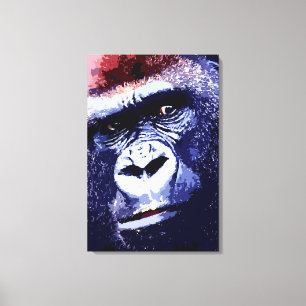 Gorilla Face Pop Art Wrapped Canvas Leinwanddruck