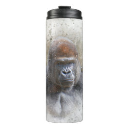 Gorilla Face Portrait Modernes Aquarell Thermosbecher