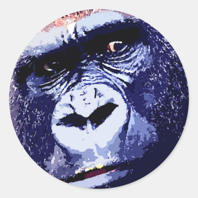Gorilla Face Runder Aufkleber (Vorderseite)